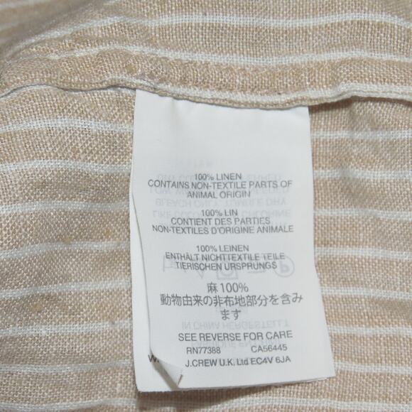 J. Crew x Baird McNutt Tan Striped Linen Short Sleeve Top - Picture 10 of 11